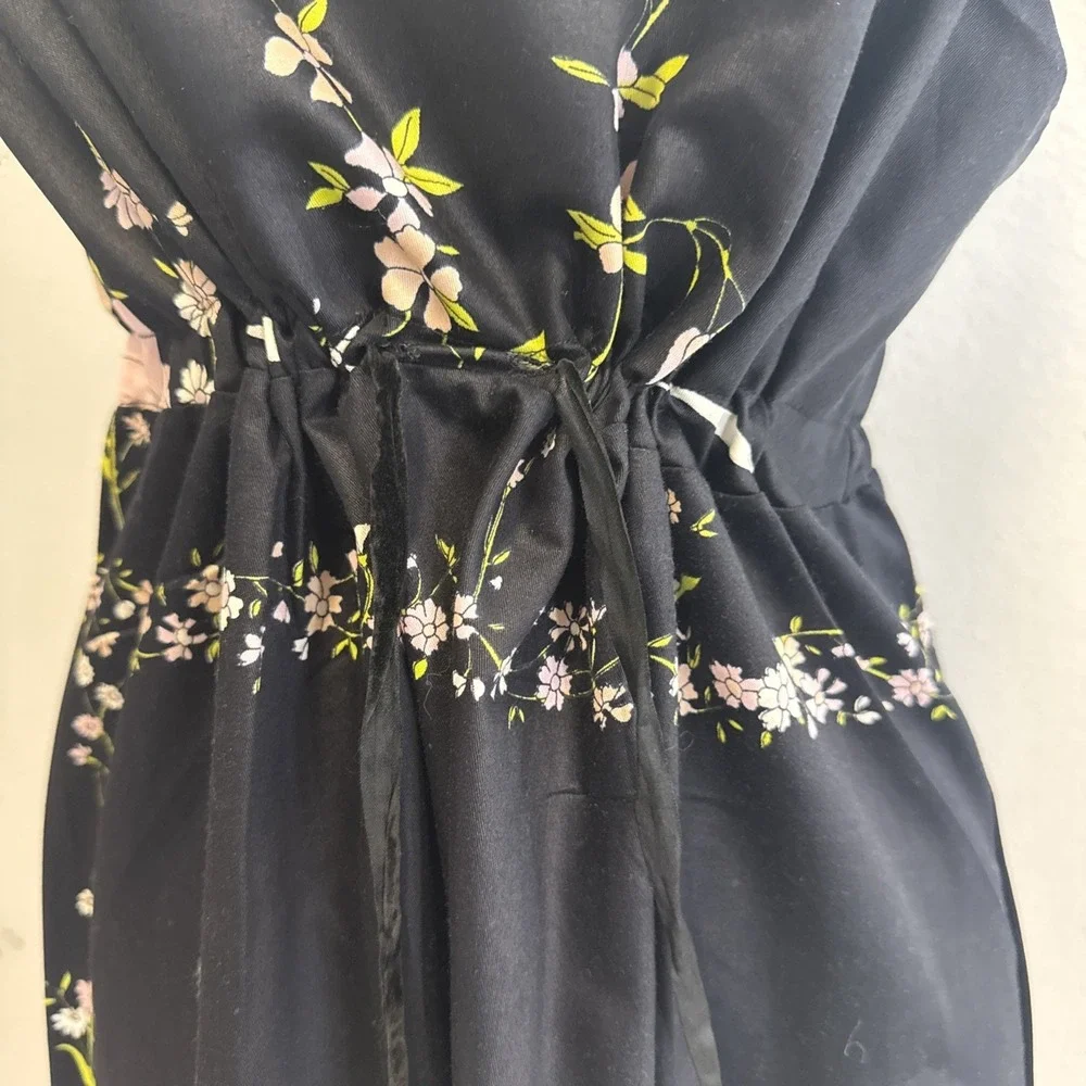 Vtg‎ Dutchess Individually Yours Maxi Dress M Black Floral Babydoll Cottagecore - Picture 8 of 14